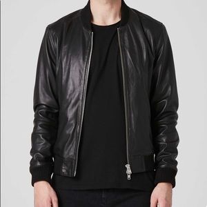 Men’s DSTLD Bomber Leather Black Jacket-S
